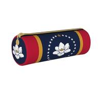 BKDODKS Mississippi Trousse à crayons en cuir avec fermeture éclair pour adultes Motif drapeau de l'État du Mississippi