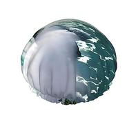 BKDODKS Niagara Bonnet de douche à imprimé d'automne pour femme, léger, réutilisable, doux, double couche imperméable, anti-fuite, noir