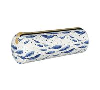 BKDODKS Petite trousse à crayons en cuir avec fermeture éclair pour adultes Motif baleine bleue