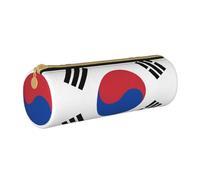 BKDODKS Taglia Unica Trousse à crayons en cuir avec fermeture éclair pour adulte Motif drapeau de la Corée pour homme et femme Blanc, blanc, Taille unique