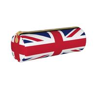 BKDODKS Taglia Unica Trousse à crayons en cuir avec fermeture éclair pour adultes Motif drapeau britannique Blanc, blanc, Taille unique