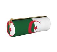 BKDODKS Taglia Unica Trousse à crayons en cuir avec fermeture éclair pour adultes Motif drapeau de l'Algérie Blanc, blanc, Taille unique
