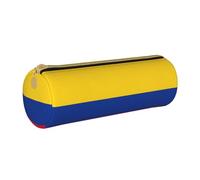 BKDODKS Taglia Unica Trousse à crayons en cuir avec fermeture éclair pour adultes Motif drapeau de la Colombie Unisexe Blanc, blanc, Taille unique