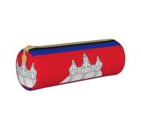 BKDODKS Taglia Unica Trousse à crayons en cuir avec fermeture éclair pour adultes Motif drapeau du Cambodge Unisexe Blanc, blanc, Taille unique