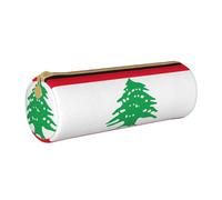 BKDODKS Taglia Unica Trousse à crayons en cuir avec fermeture éclair pour adultes Motif drapeau du Liban Unisexe Blanc, blanc, Taille unique