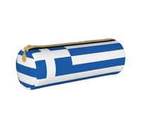 BKDODKS Taglia Unica Trousse à crayons en cuir avec fermeture éclair pour adultes Motif drapeau grec Blanc, blanc, Taille unique
