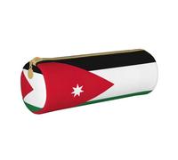 BKDODKS Taglia Unica Trousse à crayons en cuir avec fermeture éclair pour adultes Motif drapeau jordanien Unisexe Blanc, blanc, Taille unique