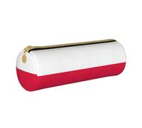 BKDODKS Taglia Unica - Trousse à crayons en cuir avec imprimé drapeau polonais pour adultes et femmes - Trousse légère avec fermeture éclair - Blanc, blanc, Taille unique