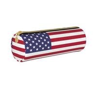 BKDODKS Taglia Unica Trousse à crayons légère en cuir avec fermeture éclair pour homme et femme Motif drapeau américain Blanc, blanc, Taille unique