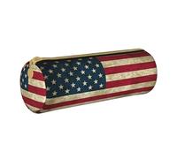 BKDODKS Taglia Unica Trousse à crayons légère en cuir avec fermeture éclair pour homme et femme Motif drapeau américain Blanc, blanc, Taille unique