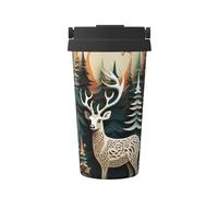 BKDODKS Tasse à café isotherme en acier inoxydable avec imprimé cerf de Noël pour le travail, la maison, l'eau chaude et froide