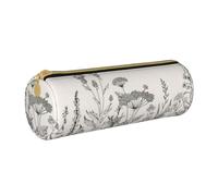 BKDODKS Trousse à crayons en cuir avec fermeture éclair et fermeture éclair pour adultes Motif floral Herbes botaniques, blanc, Taille unique