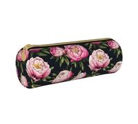 BKDODKS Trousse à crayons en cuir avec fermeture éclair et fermeture éclair pour adultes Motif pivoine et fleurs