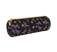 BKDODKS Trousse à crayons en cuir avec fermeture éclair pour adultes Motif colibris et fleurs