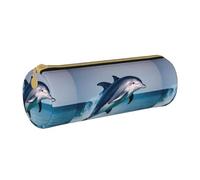 BKDODKS Trousse à crayons en cuir avec fermeture éclair pour adultes Motif dauphin