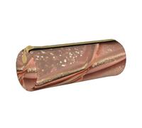 BKDODKS Trousse à crayons en cuir avec fermeture éclair pour adultes - Or rose - Imprimé paillettes