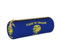 BKDODKS Trousse à crayons en cuir avec fermeture éclair pour adultes, unisexe, motif drapeau de l'Oregon, blanc, Taglia Unica, blanc, Taille unique