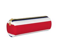 BKDODKS Trousse à crayons en cuir avec imprimé drapeau du Costa Rica pour adultes, unisexe, fermeture éclair, blanc, taille unique, blanc, Taglia Unica, blanc, Taille unique