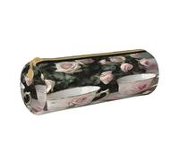 BKDODKS Trousse à crayons en cuir avec motif tasses à thé et roses pour adultes avec fermeture éclair légère
