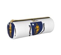 BKDODKS Trousse à crayons en cuir imprimé drapeau du Massachusetts pour adultes, unisexe, fermeture éclair, léger, blanc, Taglia Unica, blanc, Taille unique