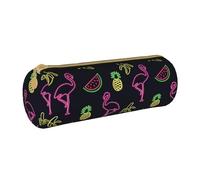 BKDODKS Trousse à crayons légère en cuir avec fermeture éclair et imprimé ananas, banane, flamant rose pour adultes, blanc, Taille unique