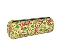 BKDODKS Trousse à crayons légère en cuir avec fermeture éclair et imprimé homard et citron pour adultes