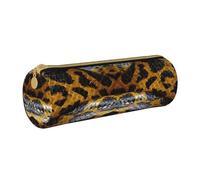 BKDODKS Trousse à crayons légère en cuir avec fermeture éclair et imprimé serpent jaune pour adultes