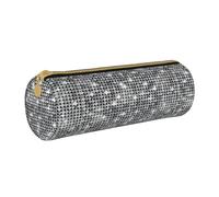 BKDODKS Trousse à crayons légère en cuir avec fermeture éclair et paillettes argentées pour adultes, blanc, Taille unique
