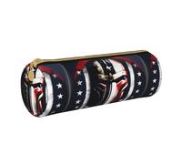 BKDODKS Trousse à crayons légère en cuir avec fermeture éclair Motif drapeau américain Spartan pour adultes