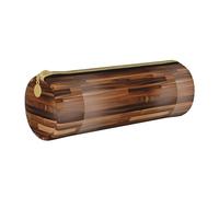 BKDODKS Trousse à crayons légère en cuir avec fermeture éclair pour adultes avec motif grain de bois