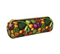 BKDODKS Trousse à crayons légère en cuir avec fermeture éclair pour adultes - Imprimé fruits et légumes