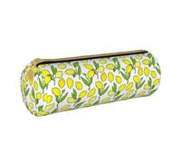 BKDODKS Trousse à crayons légère en cuir avec fermeture éclair pour adultes Jaune citron frais