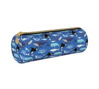 BKDODKS Trousse à crayons légère en cuir avec fermeture éclair pour adultes Motif baleine