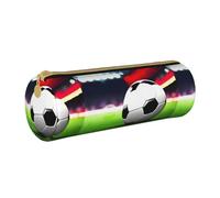 BKDODKS Trousse à crayons légère en cuir avec fermeture éclair pour adultes Motif ballon de football