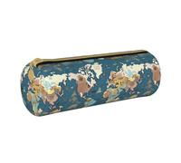 BKDODKS Trousse à crayons légère en cuir avec fermeture éclair pour adultes Motif carte du monde