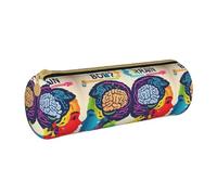 BKDODKS Trousse à crayons légère en cuir avec fermeture éclair pour adultes - Motif cerveau gauche et droit