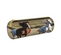 BKDODKS Trousse à crayons légère en cuir avec fermeture éclair pour adultes Motif chevaux de course