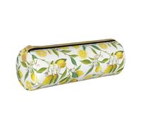 BKDODKS Trousse à crayons légère en cuir avec fermeture éclair pour adultes Motif citrons tropicaux frais, blanc, Taille unique