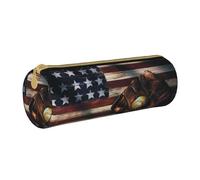 BKDODKS Trousse à crayons légère en cuir avec fermeture éclair pour adultes Motif drapeau américain Baseball