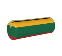 BKDODKS Trousse à crayons légère en cuir avec fermeture éclair pour adultes Motif drapeau de la Lituanie, blanc, Taille unique