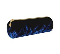 BKDODKS Trousse à crayons légère en cuir avec fermeture éclair pour adultes Motif flamme bleue
