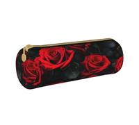 BKDODKS Trousse à crayons légère en cuir avec fermeture éclair pour adultes Motif fleurs roses