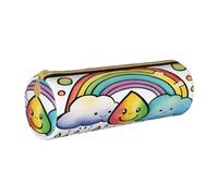 BKDODKS Trousse à crayons légère en cuir avec fermeture éclair pour adultes Motif nuages arc-en-ciel