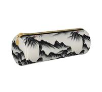 BKDODKS Trousse à crayons légère en cuir avec fermeture éclair pour adultes Motif paysage chinois