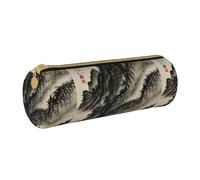 BKDODKS Trousse à crayons légère en cuir avec fermeture éclair pour adultes Motif peinture chinoise