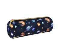 BKDODKS Trousse à crayons légère en cuir avec fermeture éclair pour adultes Motif planètes, étoiles et Voie lactée