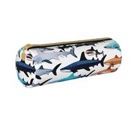 BKDODKS Trousse à crayons légère en cuir avec fermeture éclair pour adultes Motif requins