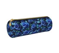 BKDODKS Trousse à crayons légère en cuir avec fermeture éclair pour adultes Motif roses bleues