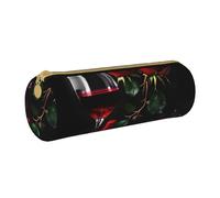 BKDODKS Trousse à crayons légère en cuir avec fermeture éclair pour adultes Motif roses rouges et vin, blanc, Taille unique