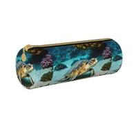 BKDODKS Trousse à crayons légère en cuir avec fermeture éclair pour adultes Motif tortue de mer